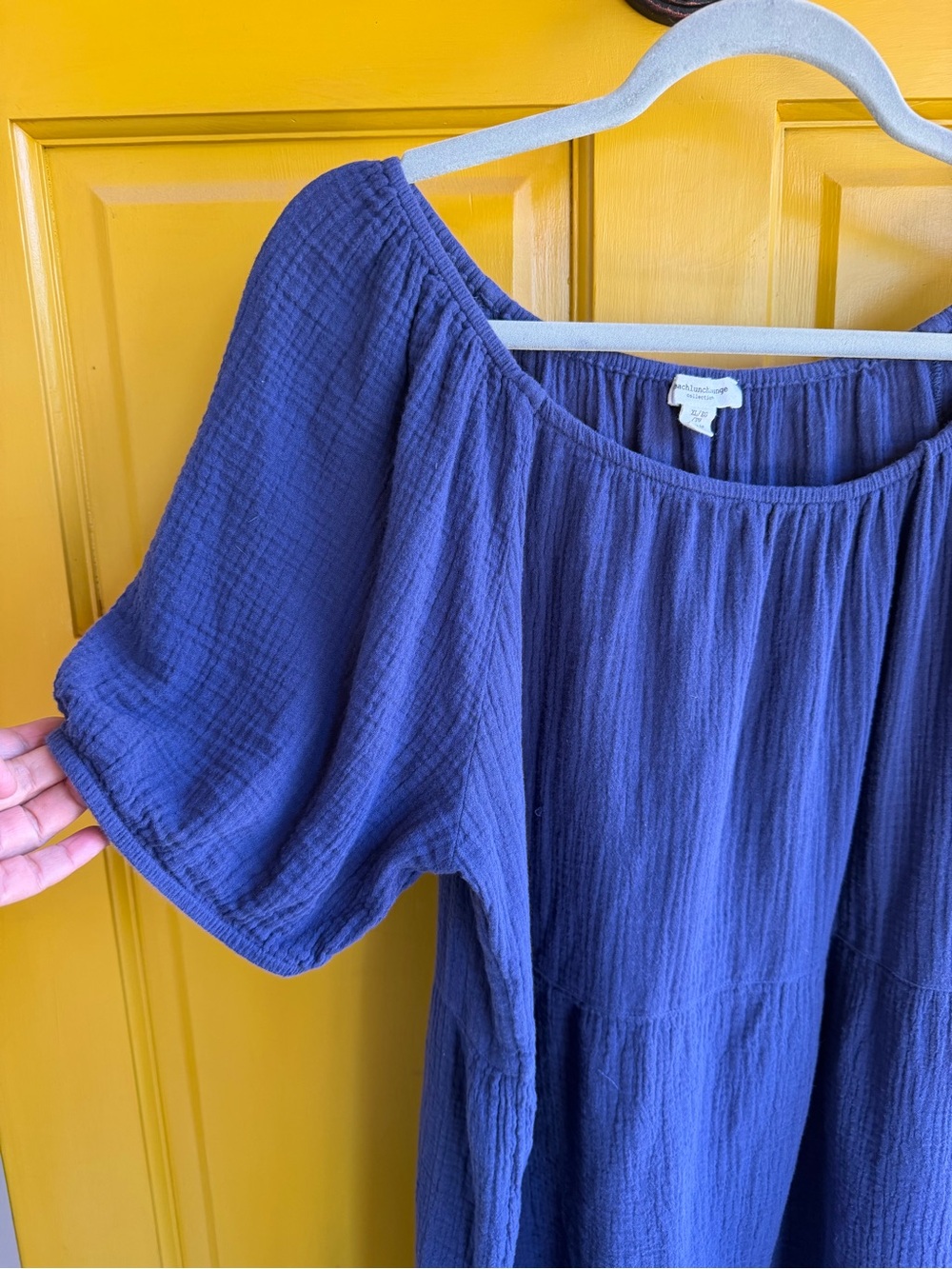 BeachLunchLounge Navy Cotton Gauze Tiered Mini Dress | Size XL - Picture 6 of 7